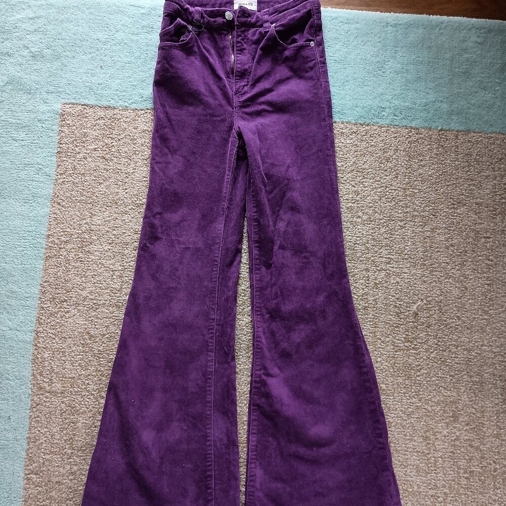 Rollas East Coast Flare High Rise Jeans Corduroy NWOT Womens Size 26 Plum